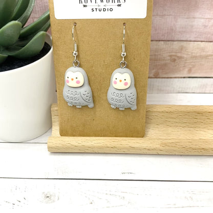 GRAY OWL Earrings