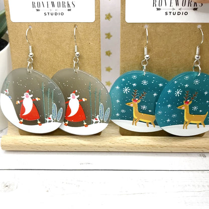 Big SANTA & REINDEER Christmas Earrings