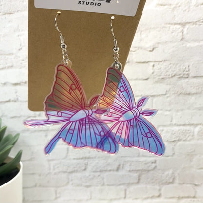 Oversized Iridescent MOTH EARRINGS