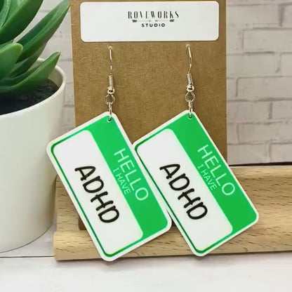 HELLO ‘I Have ADHD’ Earrings