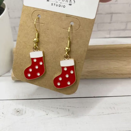 Polkadot CHRISTMAS STOCKING Earrings