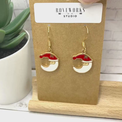 SANTA HAT MOONS Christmas Earrings