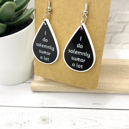 SWEARY Funny Saying Teardrop Earrings