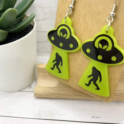 BIGFOOT UFO Abduction Sasquatch Earrings