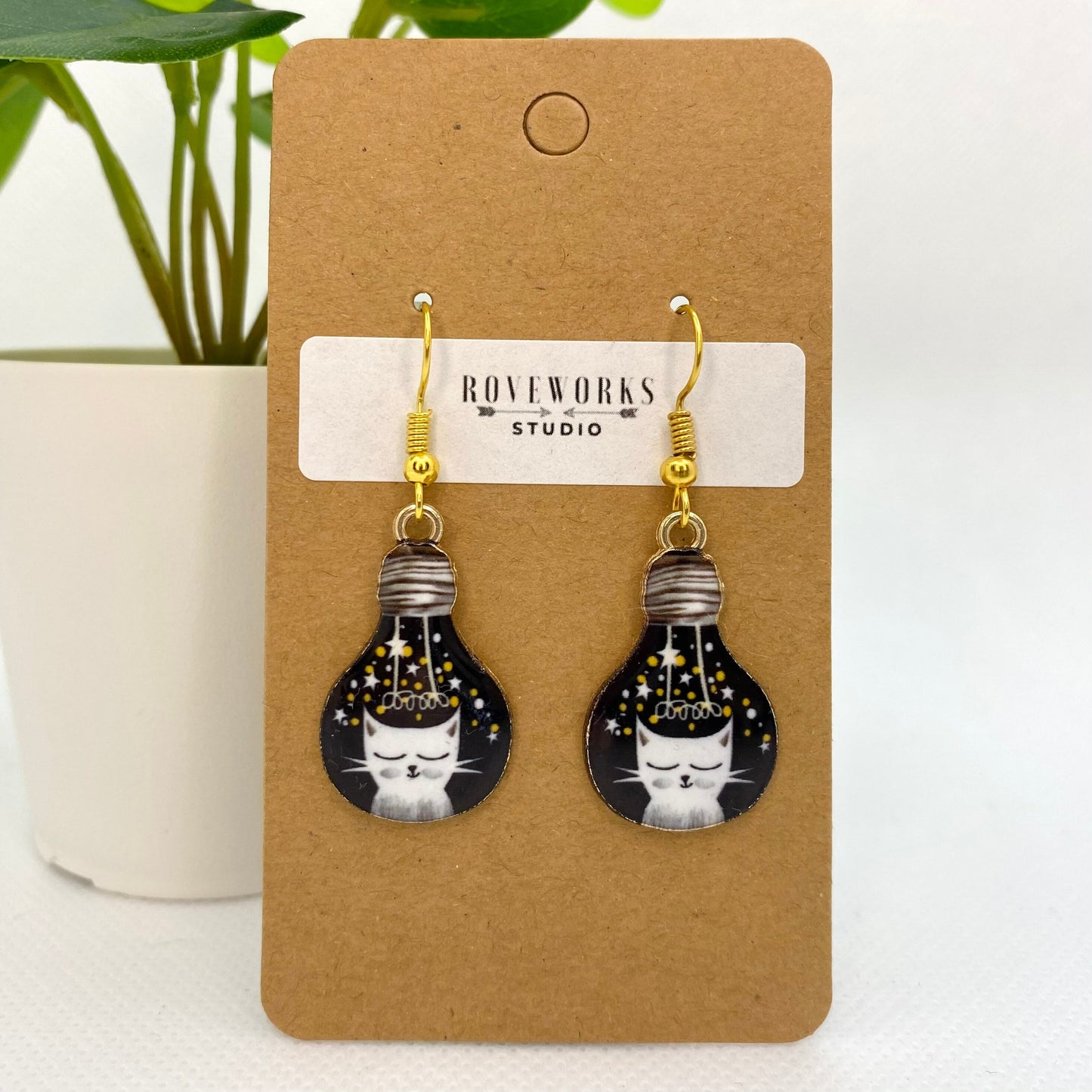 SPACE CATS in Lightbulbs Earrings