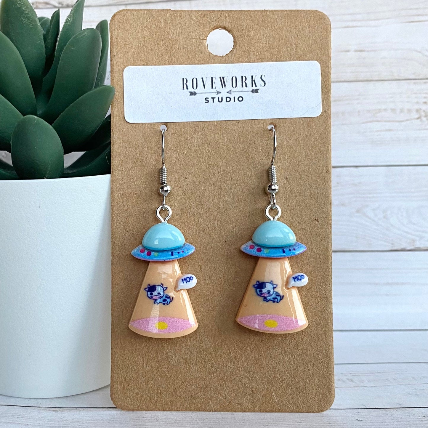 UFO COW Abduction Earrings