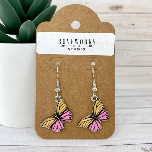 Pink & Brown BUTTERFLY EARRINGS