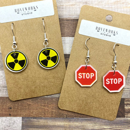 STOP & NUCLEAR WASTE Sign Earrings