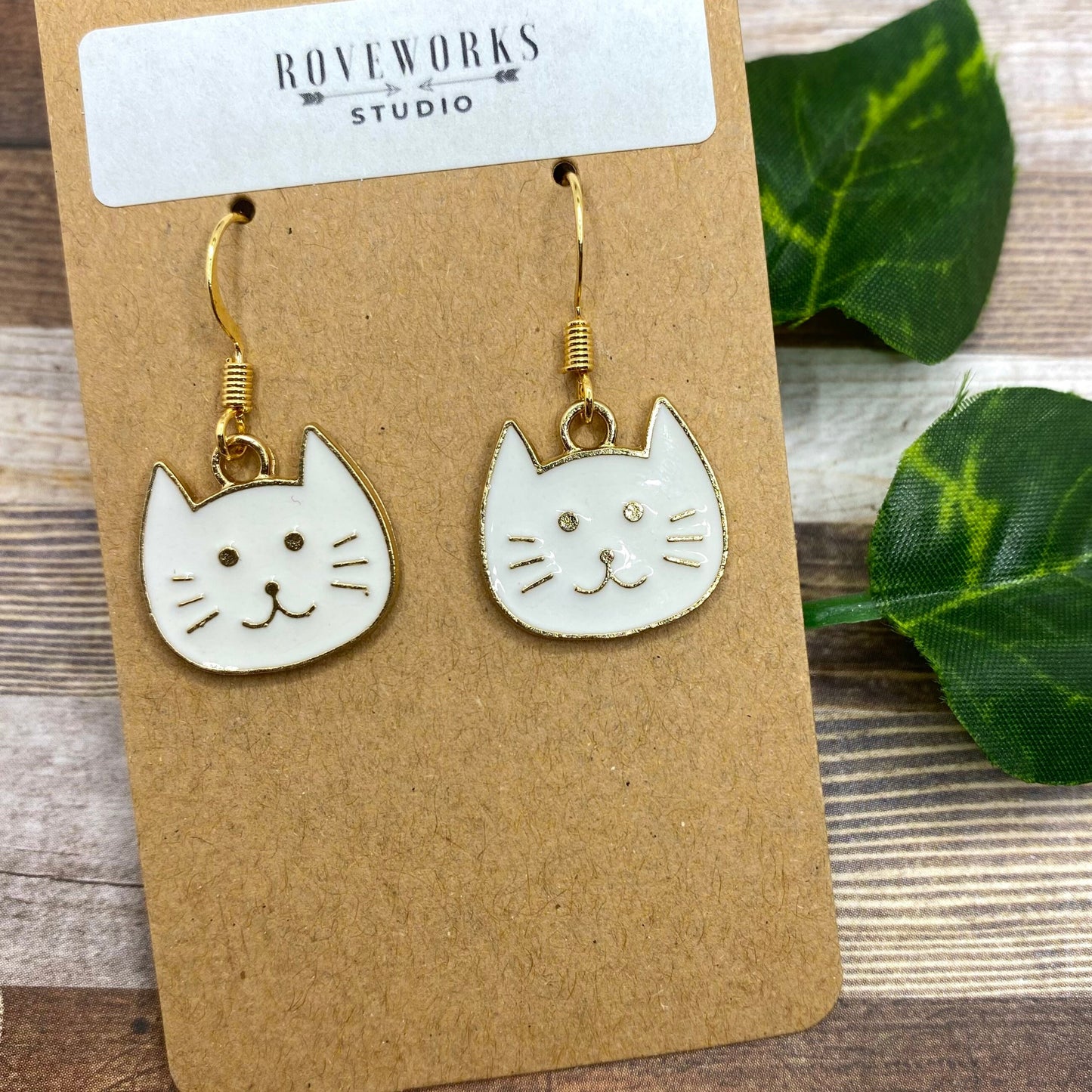 CAT FACE Earrings - Pink, Black & White