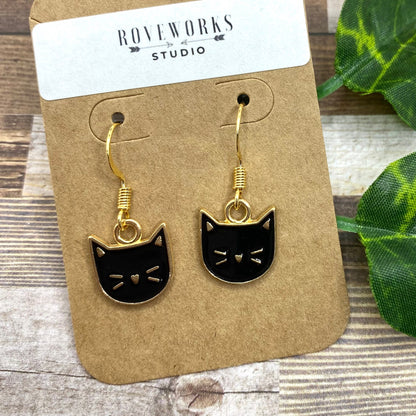 CAT FACE Earrings - Pink, Black & White