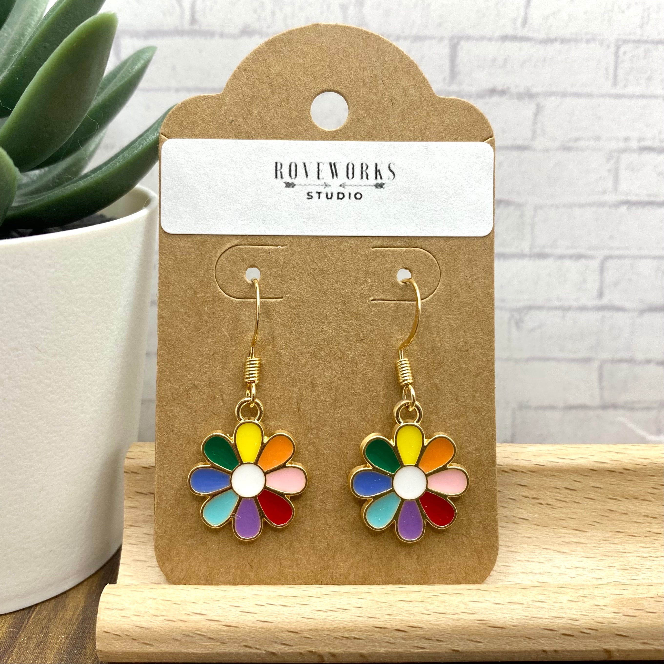 Rainbow deals flower earrings