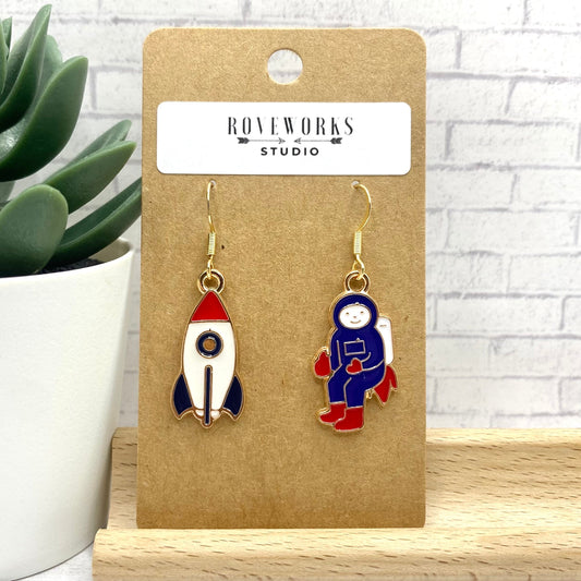 ASTRONAUT & ROCKET Mismatched Earrings