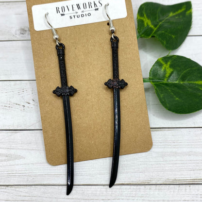 Long Black SWORD Earrings