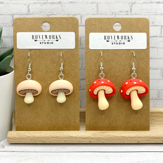 Pink or Red MUSHROOM Earrings
