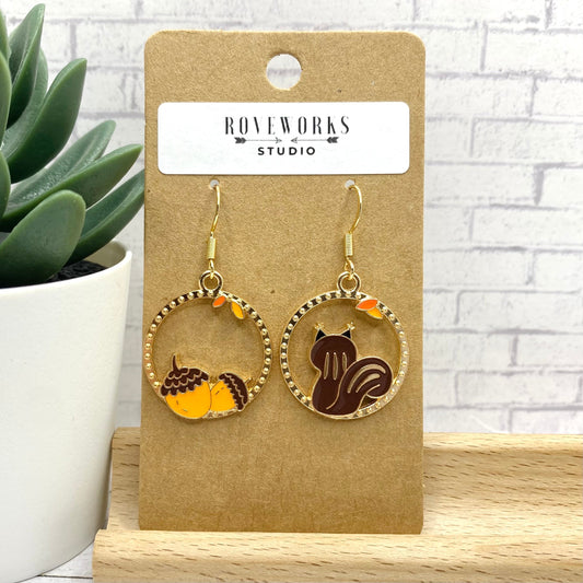 SQUIRREL & ACORN Mismatched Earrings