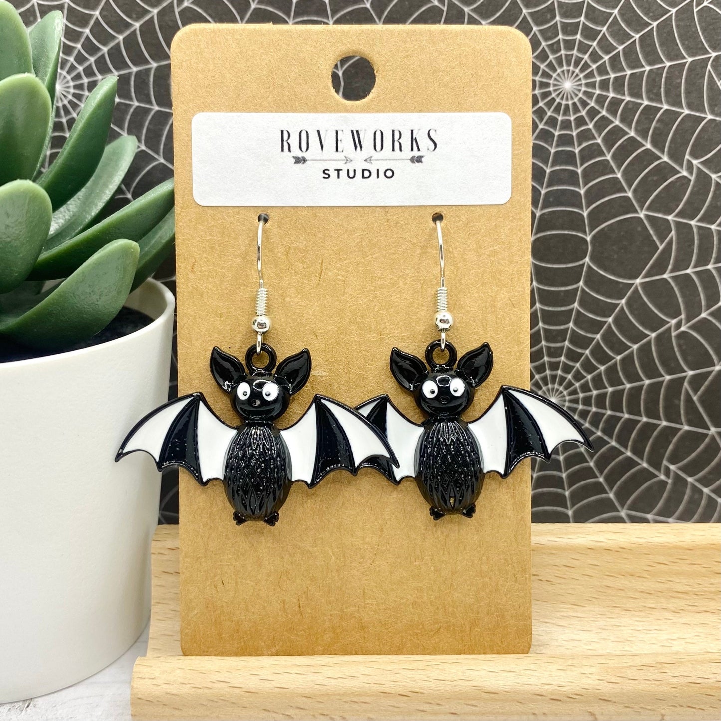 Cute Black & White BAT Earrings