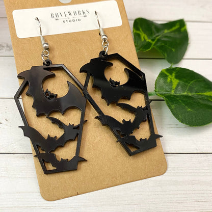 COFFIN BATS Spooky Earrings