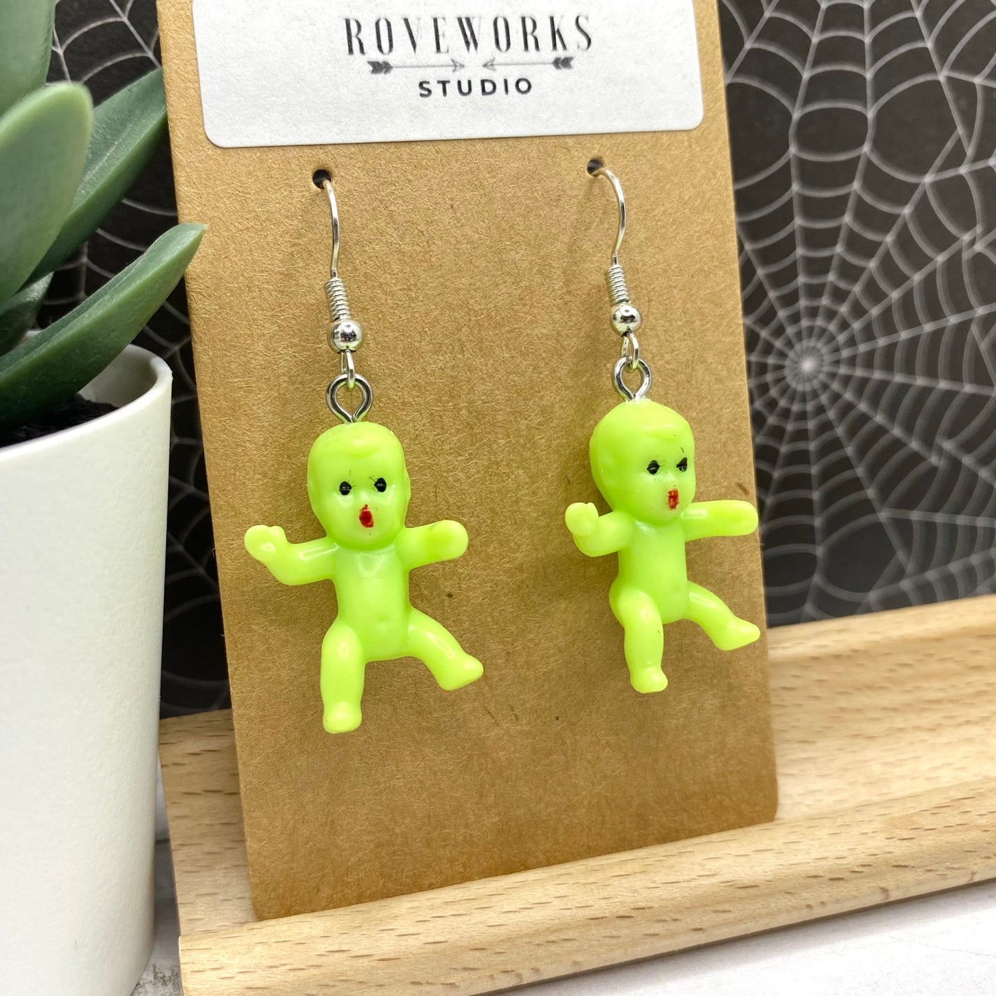 Creepy Green ALIEN BABY Earrings