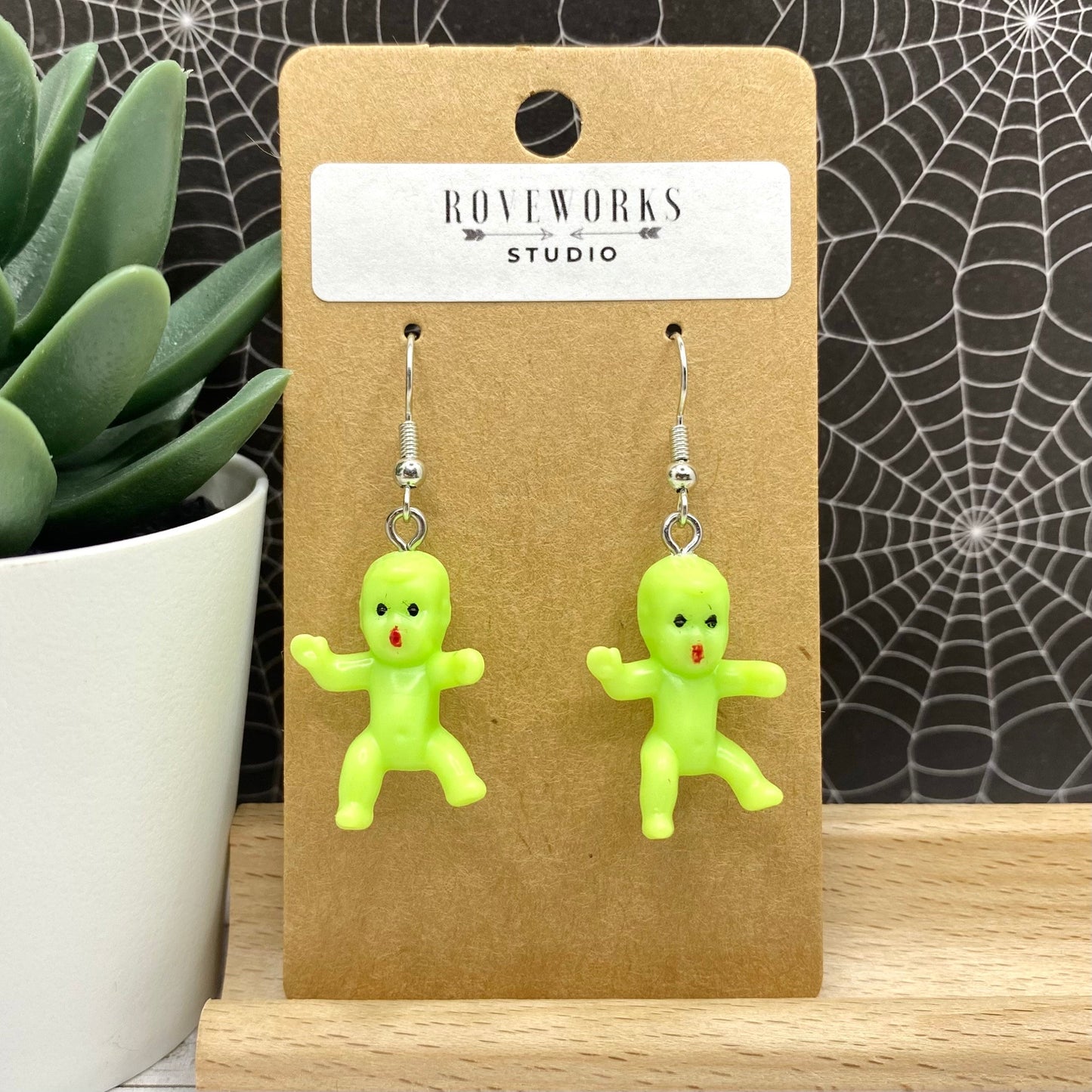 Creepy Green ALIEN BABY Earrings