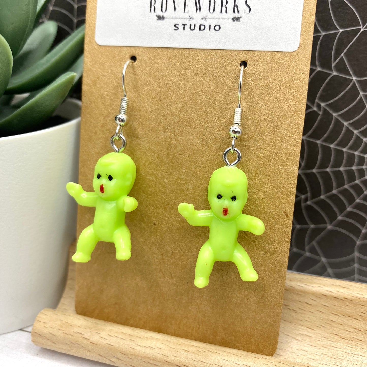 Creepy Green ALIEN BABY Earrings