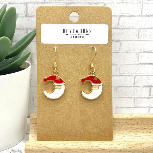 SANTA HAT MOONS Christmas Earrings
