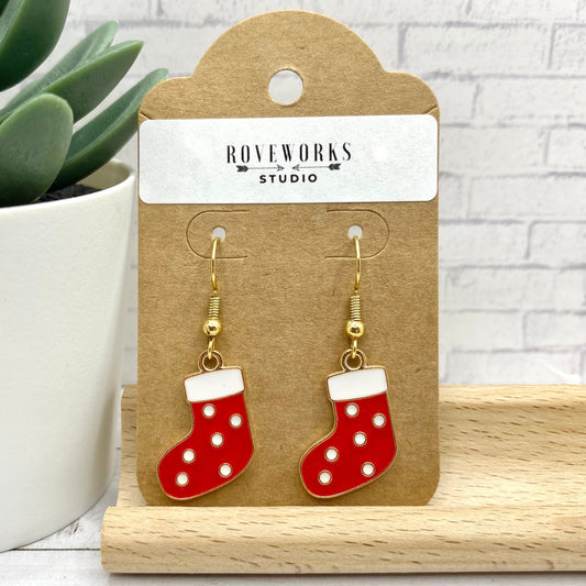 Polkadot CHRISTMAS STOCKING Earrings